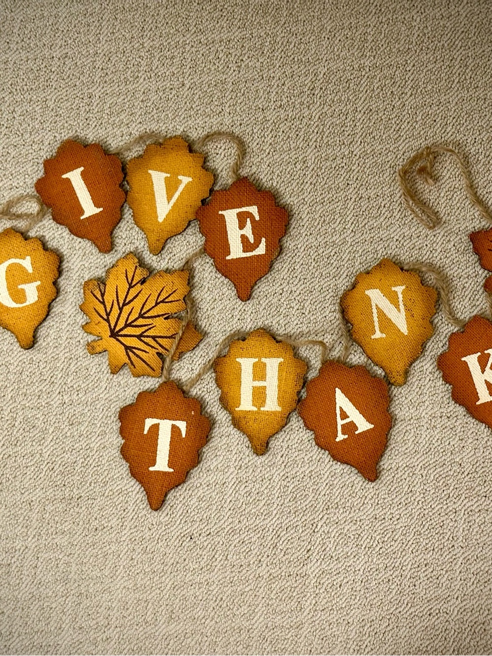 Fall Leaf "GIVE THANKS" Garland in Orange and Mustard